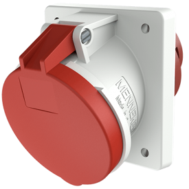 Semi-recessed socket with a 20° tilt, 63A 4P 400V with pilot IP44