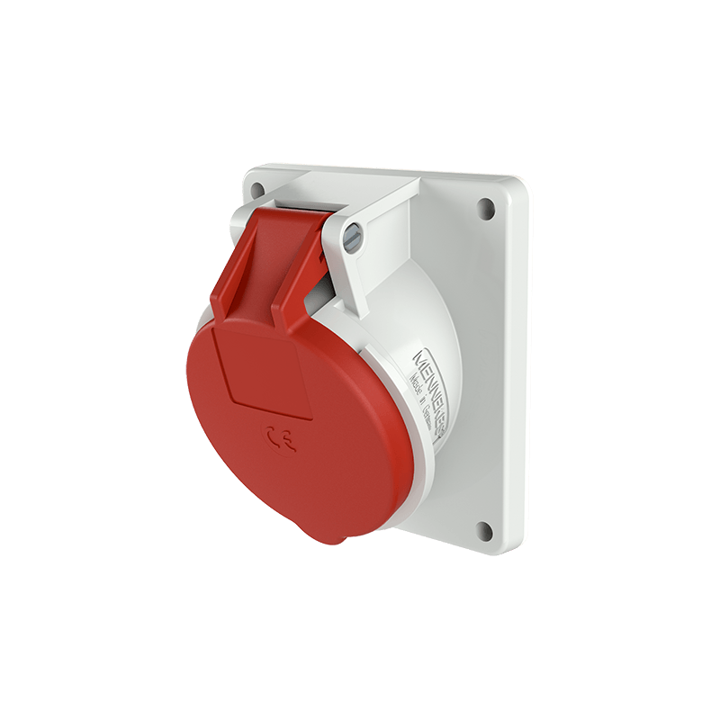 Semi-recessed socket with a 20° tilt, 16A 5P 400V IP44