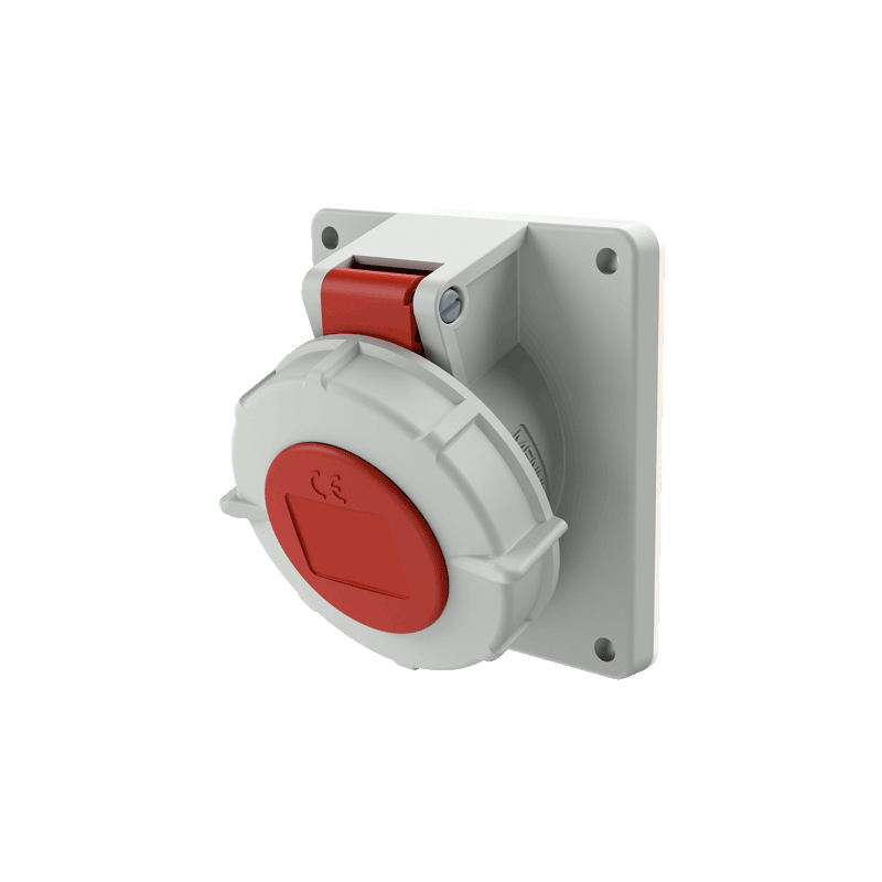 Semi-recessed socket with a 20° tilt, 16A 4P 400V IP67