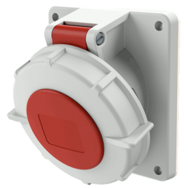 Semi-recessed socket with a 20° tilt, 16A 5P 400V IP67