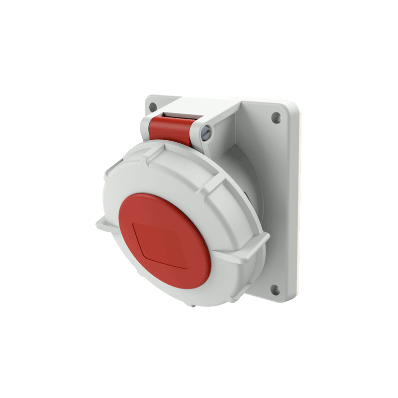 Semi-recessed socket with a 20° tilt, 16A 5P 400V IP67