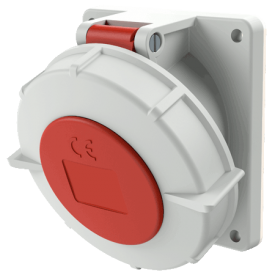 Semi-recessed socket with a 20° tilt, 32A 5P 400V IP67