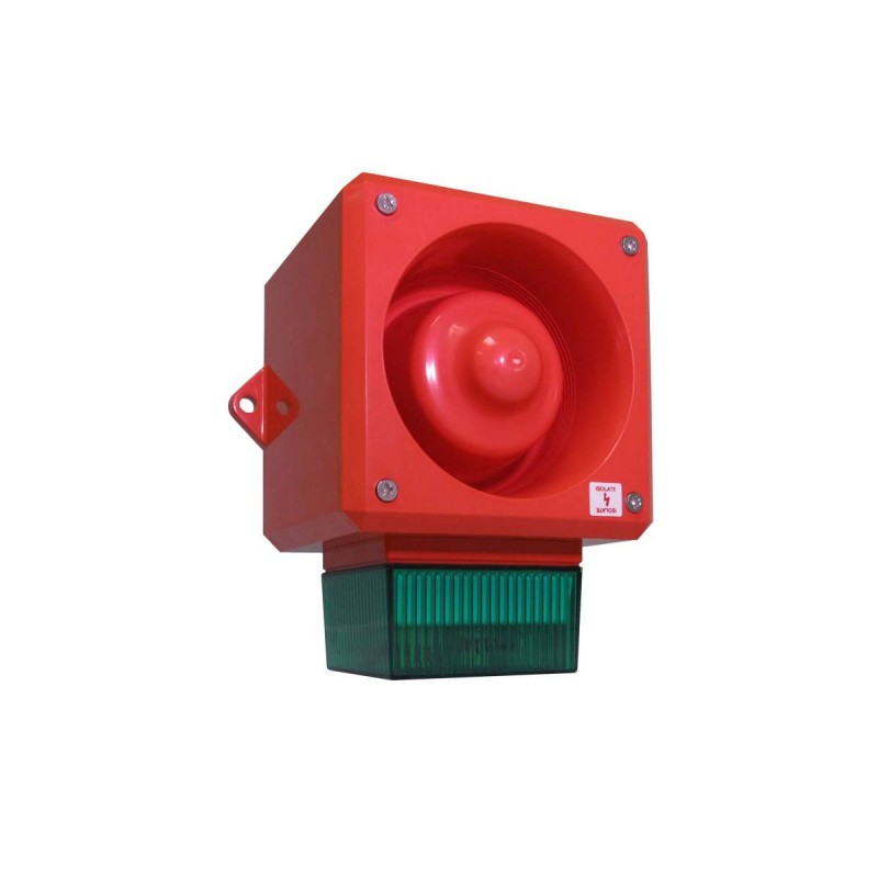 YL50/D50/G/RF/WR - Combined Siren/Flash 24Vdc Green 5J 112dB IP66