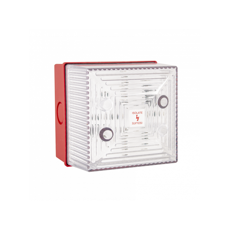 FL40/D50/C/RN feu flash xénon 5J transparent 24Vcc IP65 boitier arrière rouge