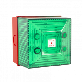 FL40/D50/G/RN - Xenon Flashing Light 5J Green 24VDC IP65 with Red Rear Casing