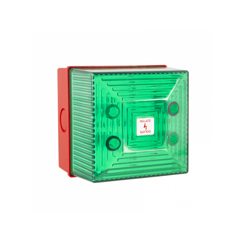 FL40/D50/G/RN - Xenon Flashing Light 5J Green 24VDC IP65 with Red Rear Casing