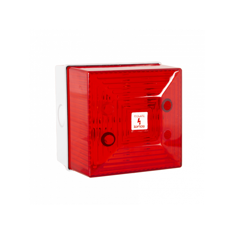 FL40/D50/R/WN feu flash xénon 5J rouge 24Vcc IP65 boitier arrière blanc